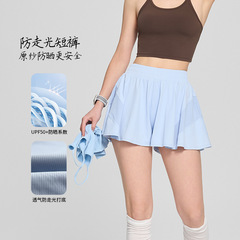 2025 春夏の新しい女性用ヨガウェア、露出防止ボトムス、ウエストゴム付きスポーツショーツ、屋外日焼け止めフィットネスウェア