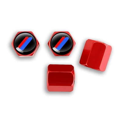 valve cap aluminum alloy valve - red-set-of-4-opp-bags