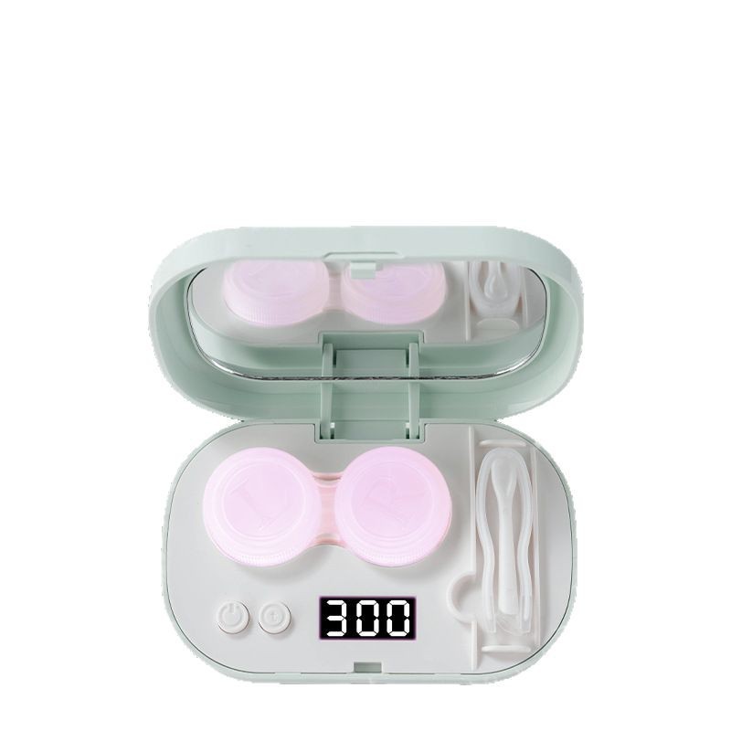 Limpiador de lentes de contacto portátil totalmente automático plegable limpiador de lentes ultrasónicas enjuague caja de esterilización
