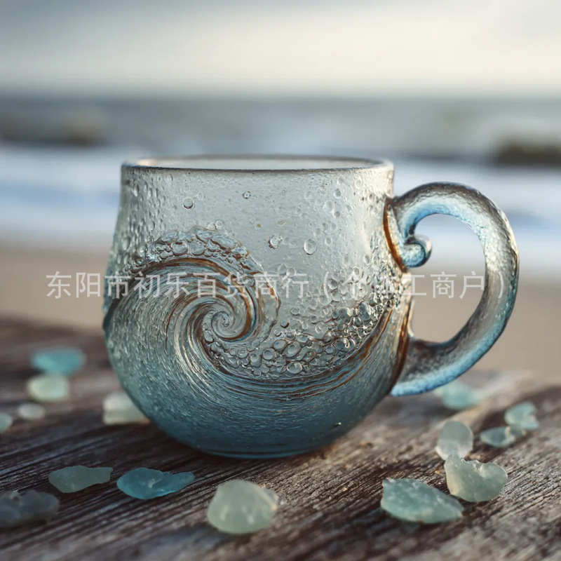 大货制造中独立站新品Sea Wave Mug海浪杯玻璃杯将海洋风格|undefined