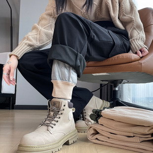 Workwear Down Pants for Women's Outer Wearing Western-style High Waist Slimming Foot Buckle Multi-pocket khaki Down Pants for Women A2299
