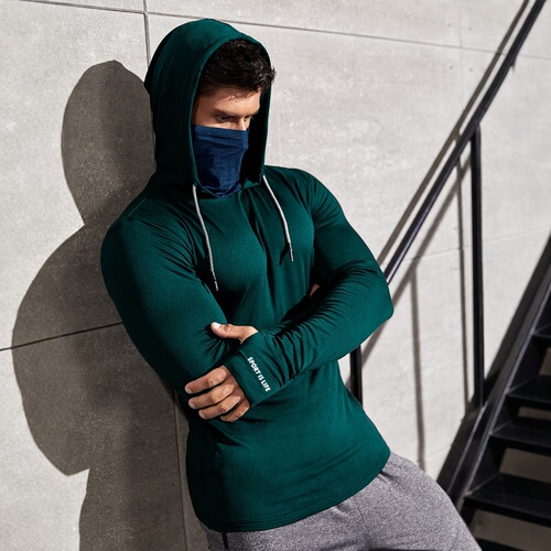 New European and American-style fashionable sports long-sleeved hooded printed men's face mask—best-selling for fitness and outdoor activities