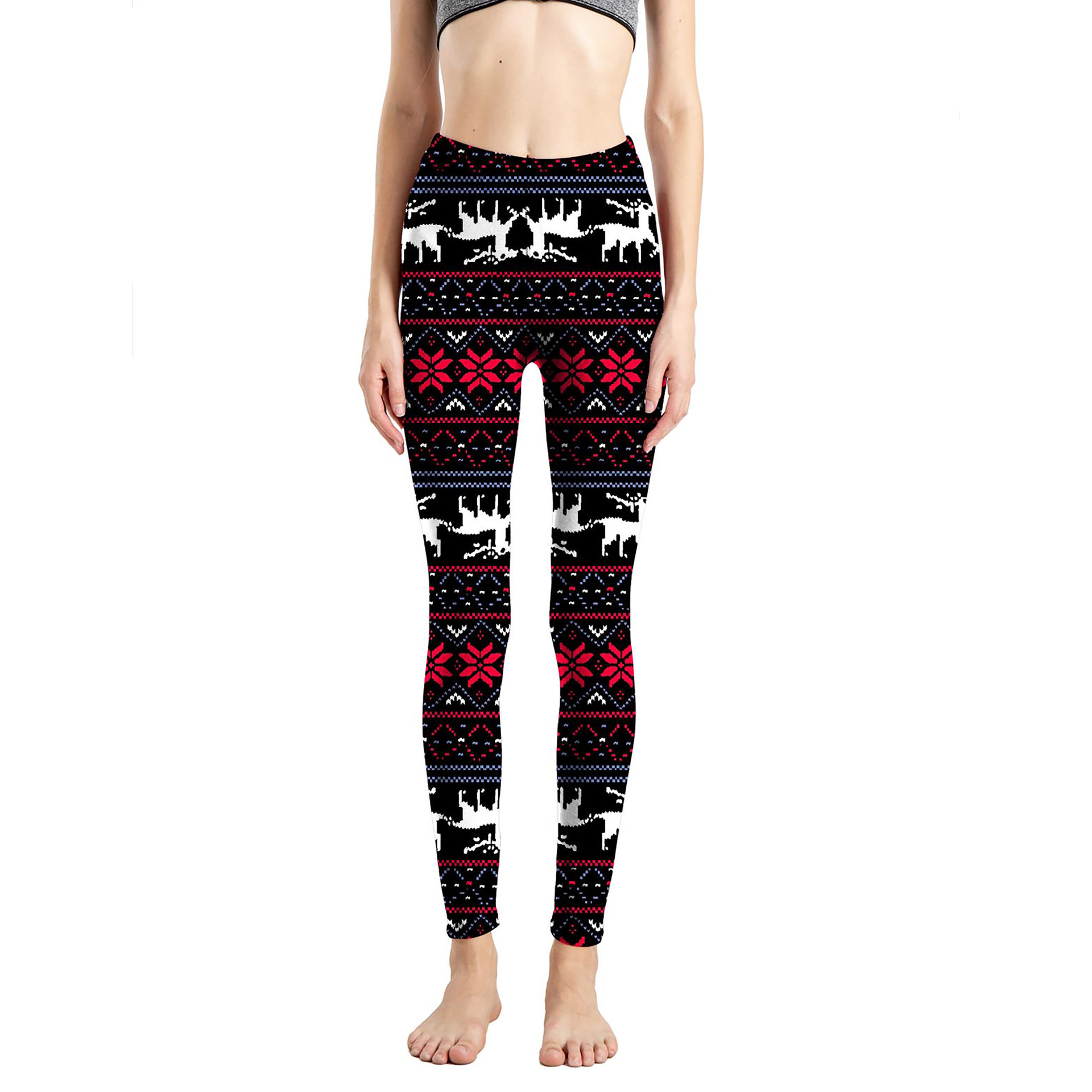 182g Weight Ankle-Length Pants Length Spandex, Polyester Fabric Type High Waist Waist Line Leggings Pants Type Stretchy Elasticity Daily Occasion Breathable Function Skinny Fit Type Christmas Festival Snowflake Pattern Winter, Autumn Season Women'S Gender Simple Style Style Women'S Daily Simple Style Snowflake Ankle-Length Leggings 37