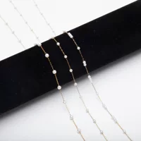 Цепная цепочка ручной жемчужный вакуумный позолоченный DIY18K высокого класса титановая сталь жемчужная цепочка ожерелье из нержавеющей стали ювелирные изделия