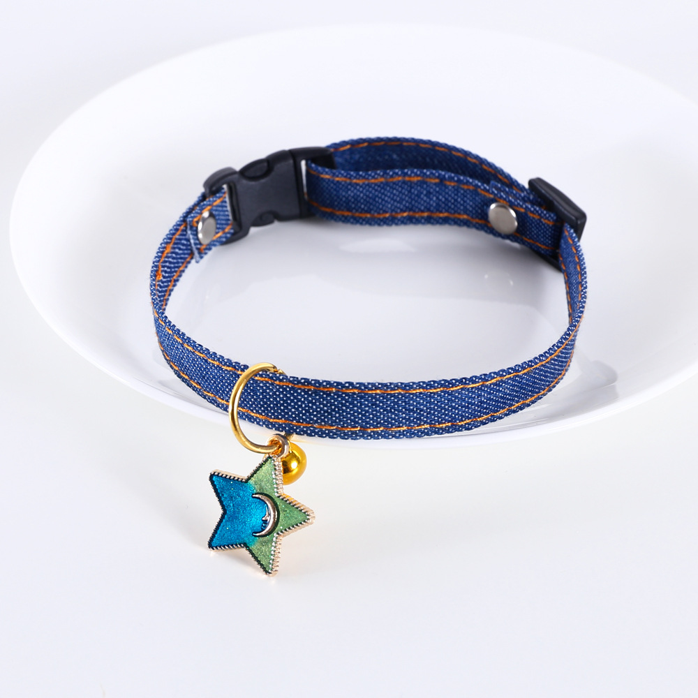 Pet vaquero colgante de penta gato perro collar conejo campana accesorios estilo japonés y coreano