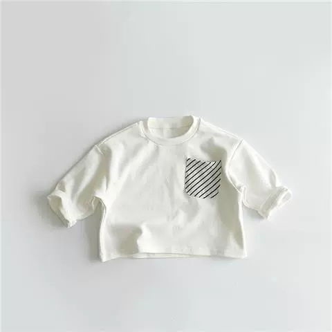 Children's thin long-sleeve top, unisex, autumn, stripe pocket, sizes 80–130