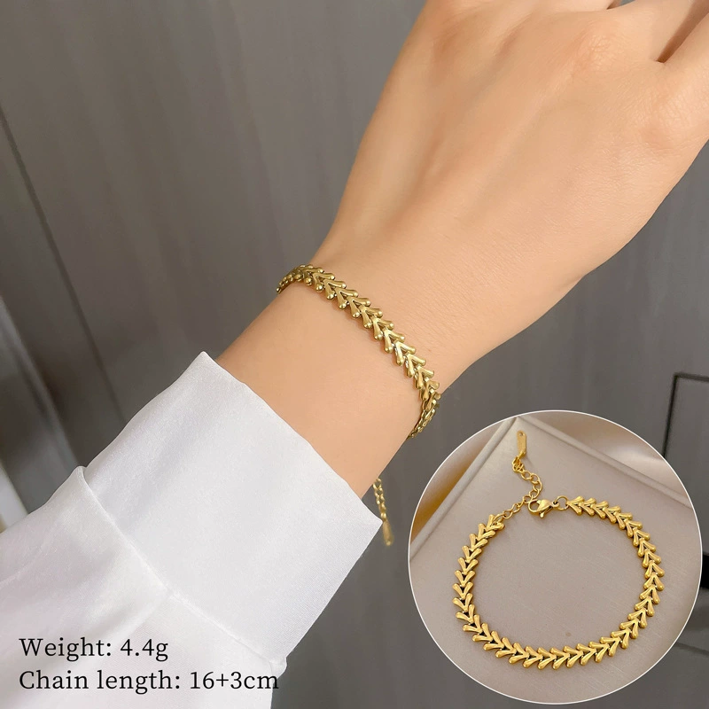 Браслет-цепочка V-образной формы из титановой стали JX [Full Titanium Steel] Dongdaemun, персонализированный, стильный, для женщин, интернет-знаменитостей, ретро, лучший друг