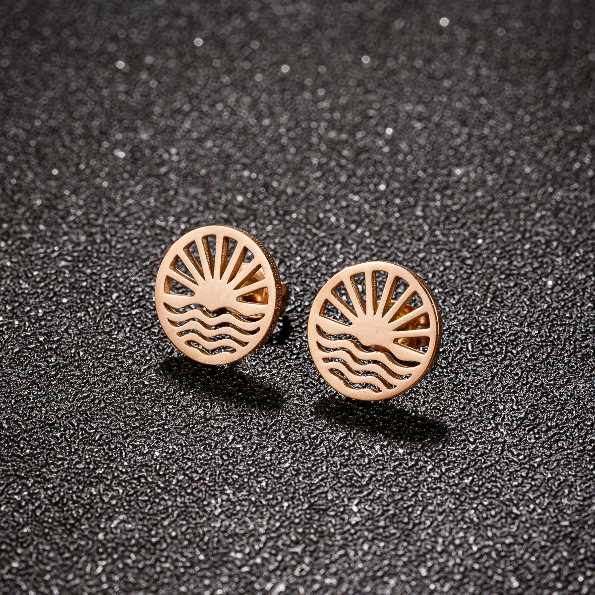 Ear Studs Classification 1 Pair Quantity PVD Coated 18K Gold Real Gold Plated Flower 304 Stainless Steel Simple Style Waterproof Non Tarnish Ear Studs