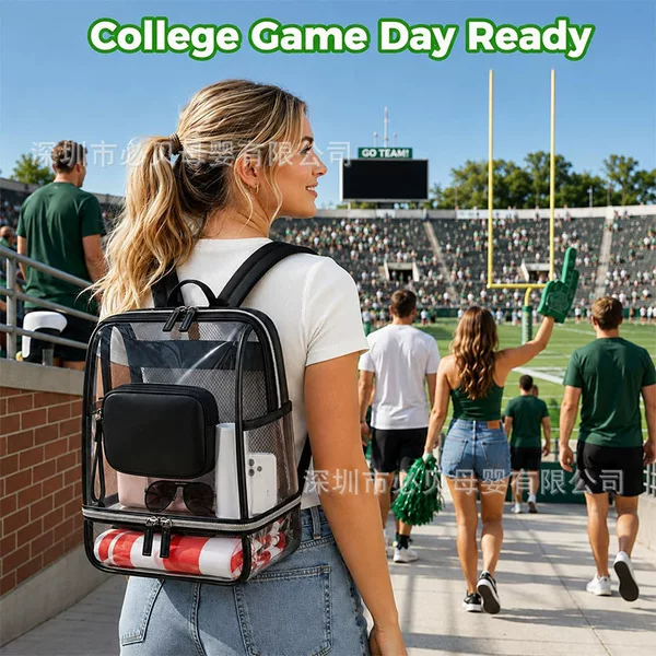Cross-border custom transparent PVC backpack, music concert backpack, outdoor backpack with separate compartments for wet and dry items, travel backpack