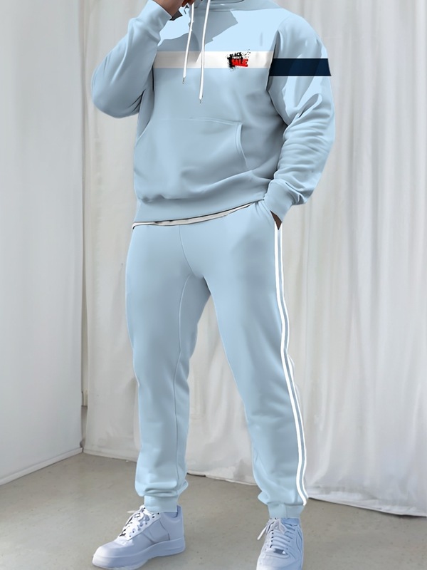 TEMU跨境3D印花男女同款运动服套装休闲连帽卫衣长裤时尚春秋男装|undefined
