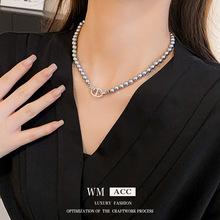 施家珍珠锆石项链个性简约时尚锁骨链气质冷淡风项饰工厂家批发女