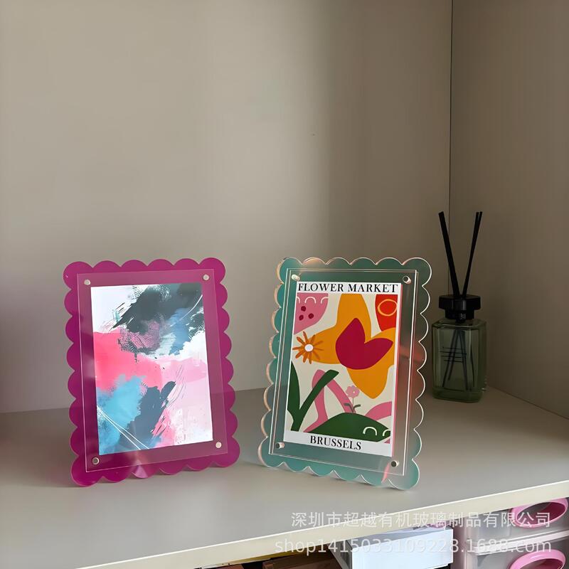 Colorful Acrylic Magnetic Photo Frame 7inch Colorful Lace-Edged Magnetic Photo Frame for Tabletop Display, Creative Design, Horizontal and Vertical Sizes Can Be Changed Colorful Acrylic Magnetic Photo Frame 7inch Colorful Lace-Edged Magnetic Photo Frame for Tabletop Display, Creative Design, Horizontal and Vertical Sizes Can Be Changed