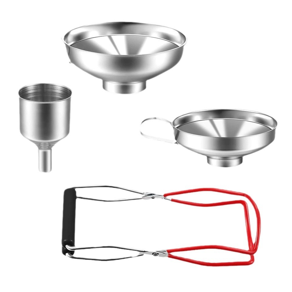 Embudo de acero inoxidable puede clip de cuatro piezas de gran diámetro embudo de cocina del hogar fugas de aceite de fuga de vino embudo multifuncional