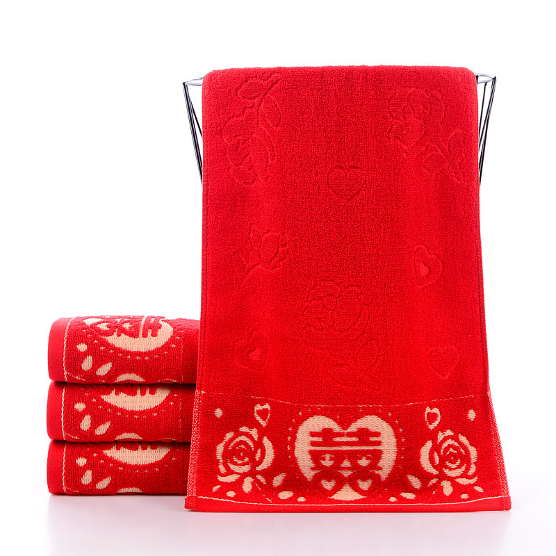 No fading pure cotton towel wedding wedding wedding happy words return gift red embroidered gift embroidered LOGO accompanying towel No fading pure cotton towel wedding wedding wedding happy words return gift red embroidered gift embroidered LOGO accompanying towel