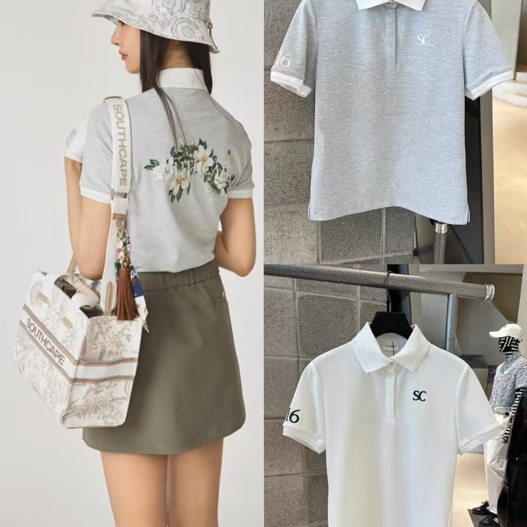 25 New Original Golf Clothing Women's Summer Sports Lapel Outdoor Quick-Drying Breathable Printed Short-Sleeved Tops