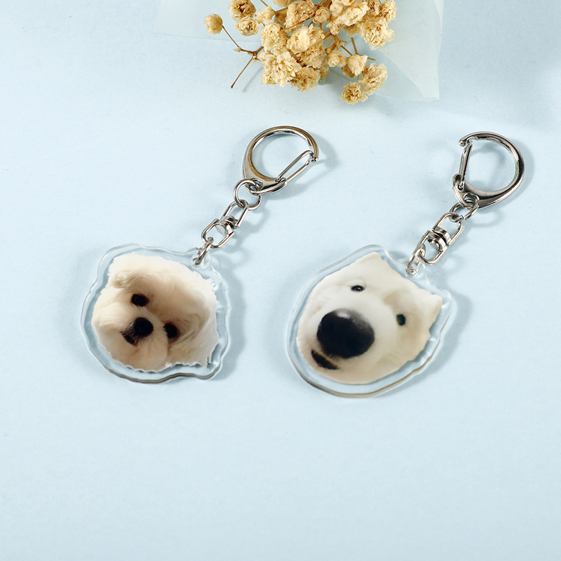 卡通宠物周边狗狗头像亚克力钥匙扣爱犬系列钥匙链情侣挂件装饰|undefined