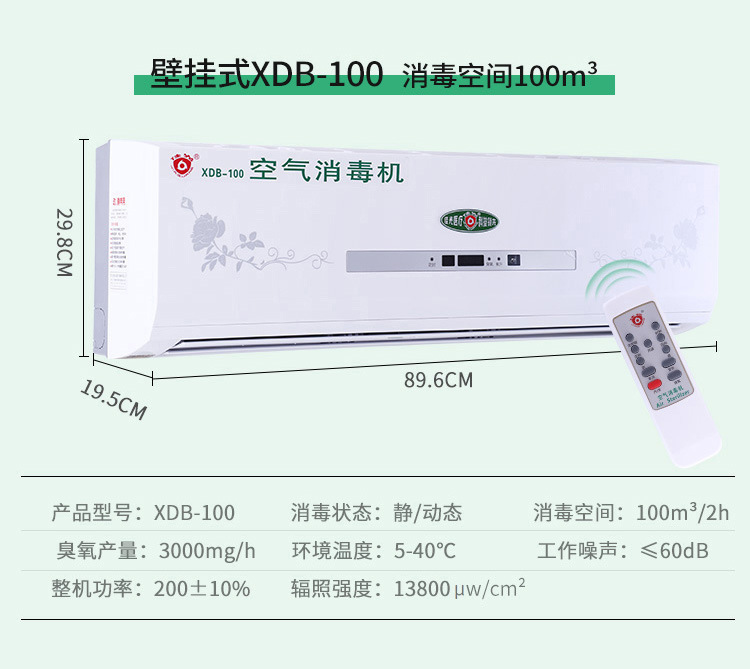 벽걸이 형 UV + 음이온, 오존 80m ³