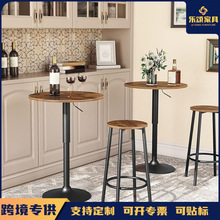 简约休闲小圆桌工业风酒吧桌家用桌郁阳台休闲桌餐厅奶茶店圆桌