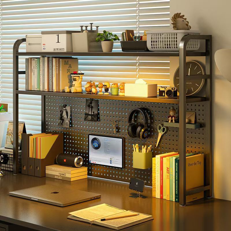 Desktop Storage Rack Home Desk Computer Desk Hole Board Bookshelf Multi-Layer Iron Office Desk Storage Rack Factory