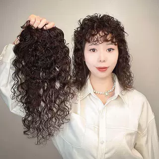 工厂直销头顶补发卷发片遮盖白增量妈妈发型羊毛卷补发片可扎可盘