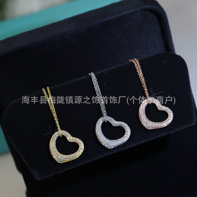 T家高級版フルダイヤモンド大ハート型ネックレス女性用本物の金個性的なデザイン多用途ハートペンダントメーカー卸売ダイヤモンドジュエリー|undefined