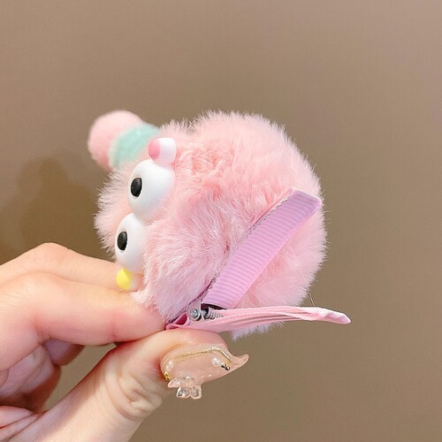 Cute cartoon small coal ball side fringe hair clip for girls, plush girl BB hair clip hair accessory