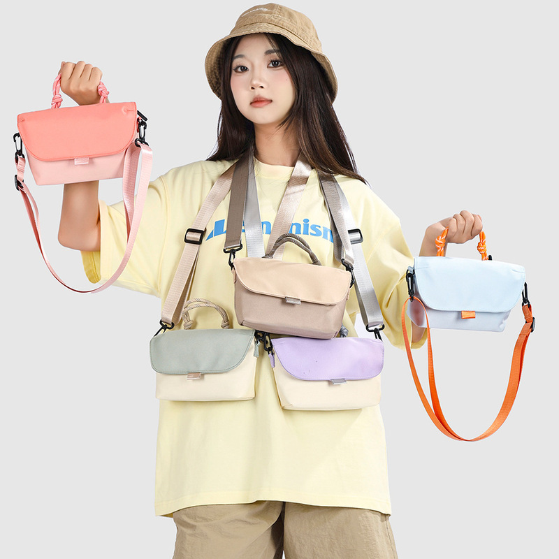 Simple Macaron-Colored Stylish Color-Block Nylon Small Square Bag 2026 New Versatile Korean-Style Simple Crossbody Bag