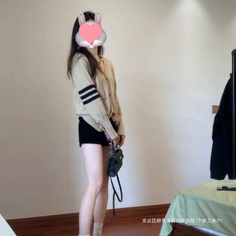 跨境撞色V领软糯毛衣开衫女5春秋季新慵懒学院风针织衫外套衣卡其|undefined