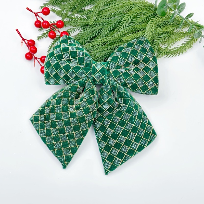 クロスボーダークリスマスデコレーションクリスマスツリーペンダントリボン生地チェック柄リボンアクセサリー手作りクリスマス|undefined