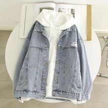 秋季时尚套装女学生韩版宽松连帽卫衣+复古牛仔外套两件套潮