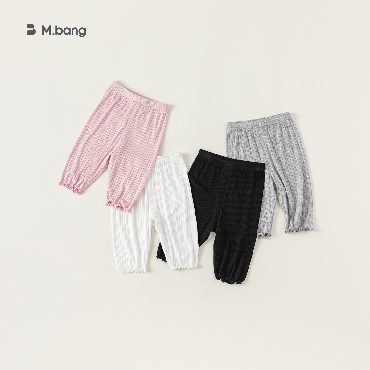 Band Select Children's Pants 24 Summer New Baby Floral Edge Seven-Eighth Pants Thin Women's Kids Solid Leggings XK24036