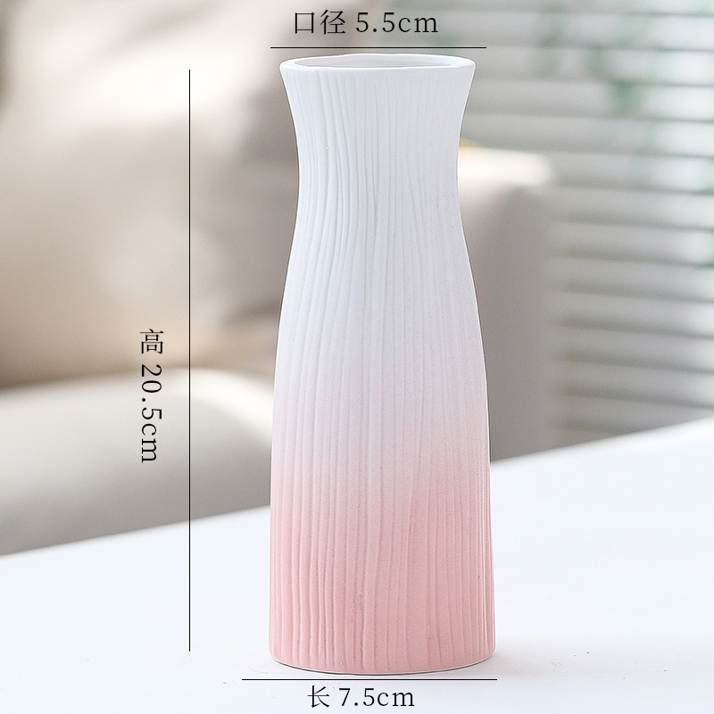 シンプルな現代の満天星陶磁器の花瓶の置物の客間の白い磁器の小さい清新な乾いた花の生け花の創意の陶磁器の花器|undefined