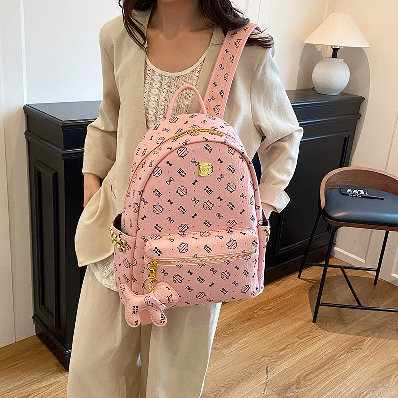Mochila de mujer impresa de moda coreana, estilo occidental, mochila de viaje de gran capacidad, lindo gatito, gran mochila, marea