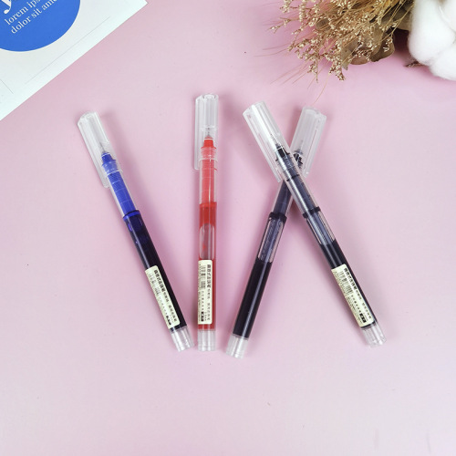 Black and red straight liquid ballpoint pen large capacity water-based liquid quick-drying needle gel pen student office signature pen wholesale