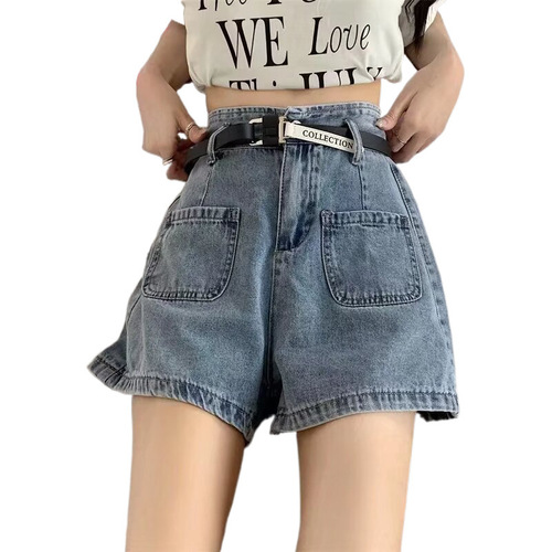 Vintage Fashion High-Waisted Denim Shorts for Women - Summer New Wide Leg Loose Fitting Slimming A-Line Pockets Pants with a Sense of Luxury