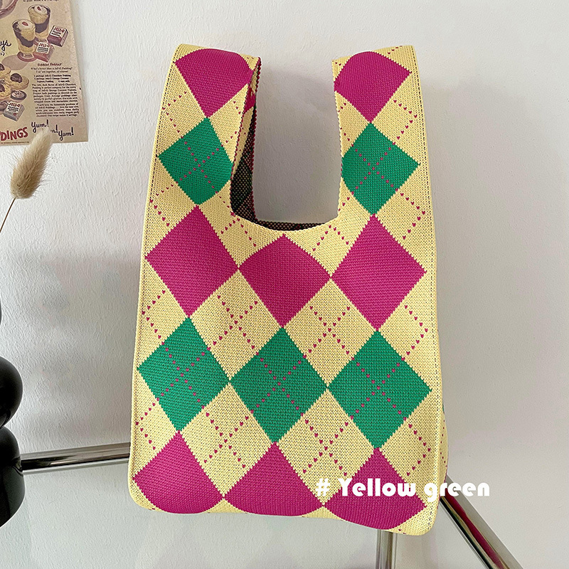 Bolsos, diseño de nicho femenino, bolso de punto personalizado, bolso tejido de un solo hombro de punto de todo fósforo, bolso de mano, bolso de mano