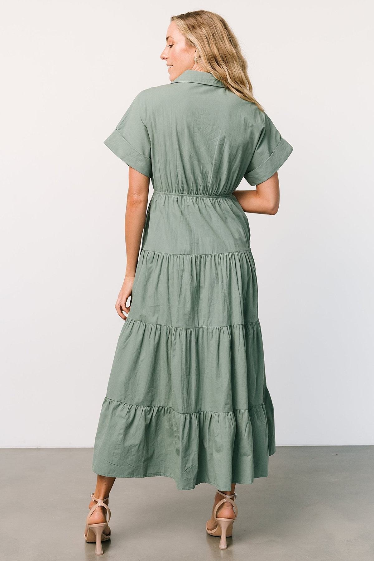 Women's Princess Dress Streetwear V Neck Ruffles Short Sleeve Solid Color Maxi Long Dress Daily display picture 13