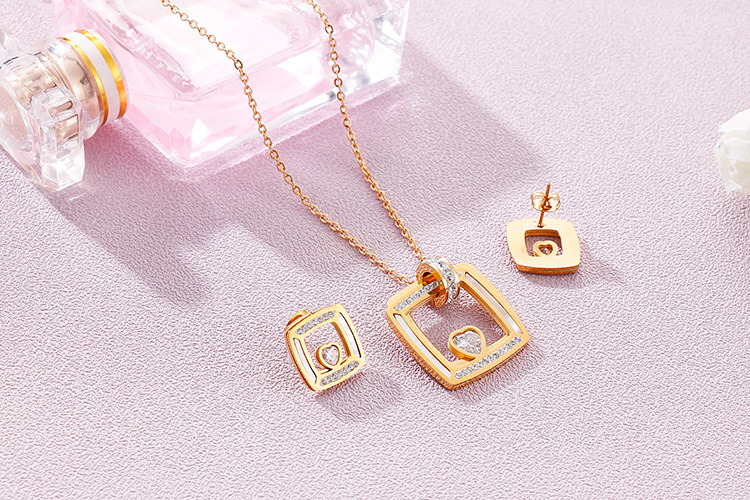 stainless steel necklace earrings jewelry set wholesale