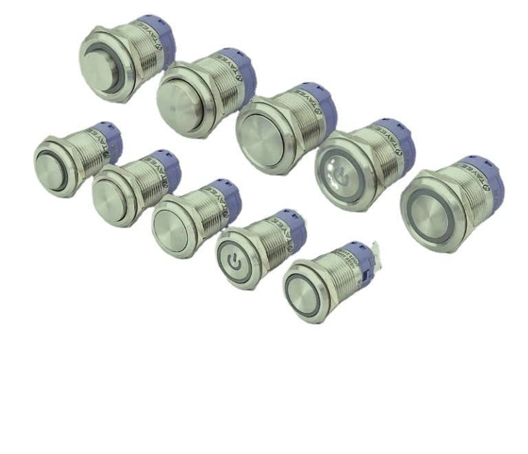 TAYEE天逸φ22金属圆形按钮TMB22-PS11不带灯按钮自锁平钮一体钮