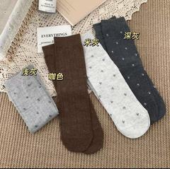 袜子女秋冬新款精梳棉中筒袜堆堆袜ins潮女袜日系碎花韩版长筒袜