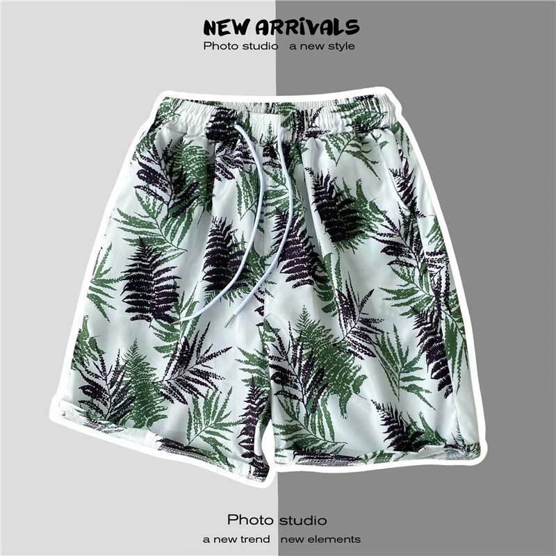 Summer seaside vacation floral shorts men's five-point casual plus size Hawaiian shorts loose beach pants k1116