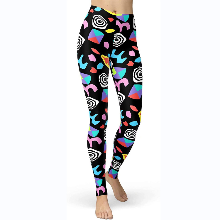 Abbigliamento da donna multicolore stampato slim fit fianchi sollevamento snellente grandi dimensioni corsa yoga fitness leggings_voghion.com