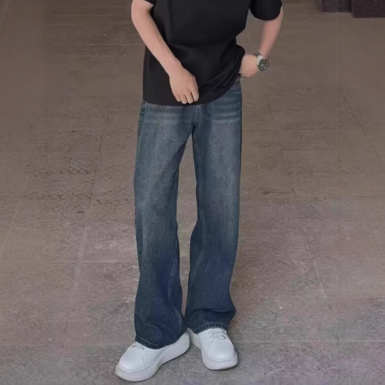 American High Street Washed Retro Straight Jeans for Men and Women, High-Waisted Pear-Shaped Body Slimming Loose Wide-Leg Pants