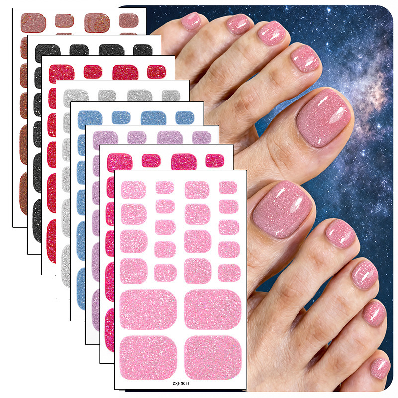 Zhengxiang Cross-Border New Style Glittering Nail Stickers for Toenails, Export-Friendly, Flattering for Girls, Beach Waterproof Toe Nail Art Stickers Zhengxiang Cross-Border New Style Glittering Nail Stickers for Toenails, Export-Friendly, Flattering for Girls, Beach Waterproof Toe Nail Art Stickers
