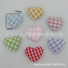 心形格子铝制包布纽扣 平底格纹布包扣 DIY服饰娃娃布艺发饰配件