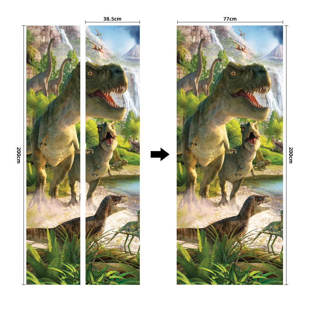 Pegatinas para puertas 3D respetuosas con el medio ambiente, autoadhesivos, fabricantes de origen al por mayor, patrones populares transfronterizos de alta definición, adhesivos para puertas impermeables, a prueba de aceite y antiincrustantes