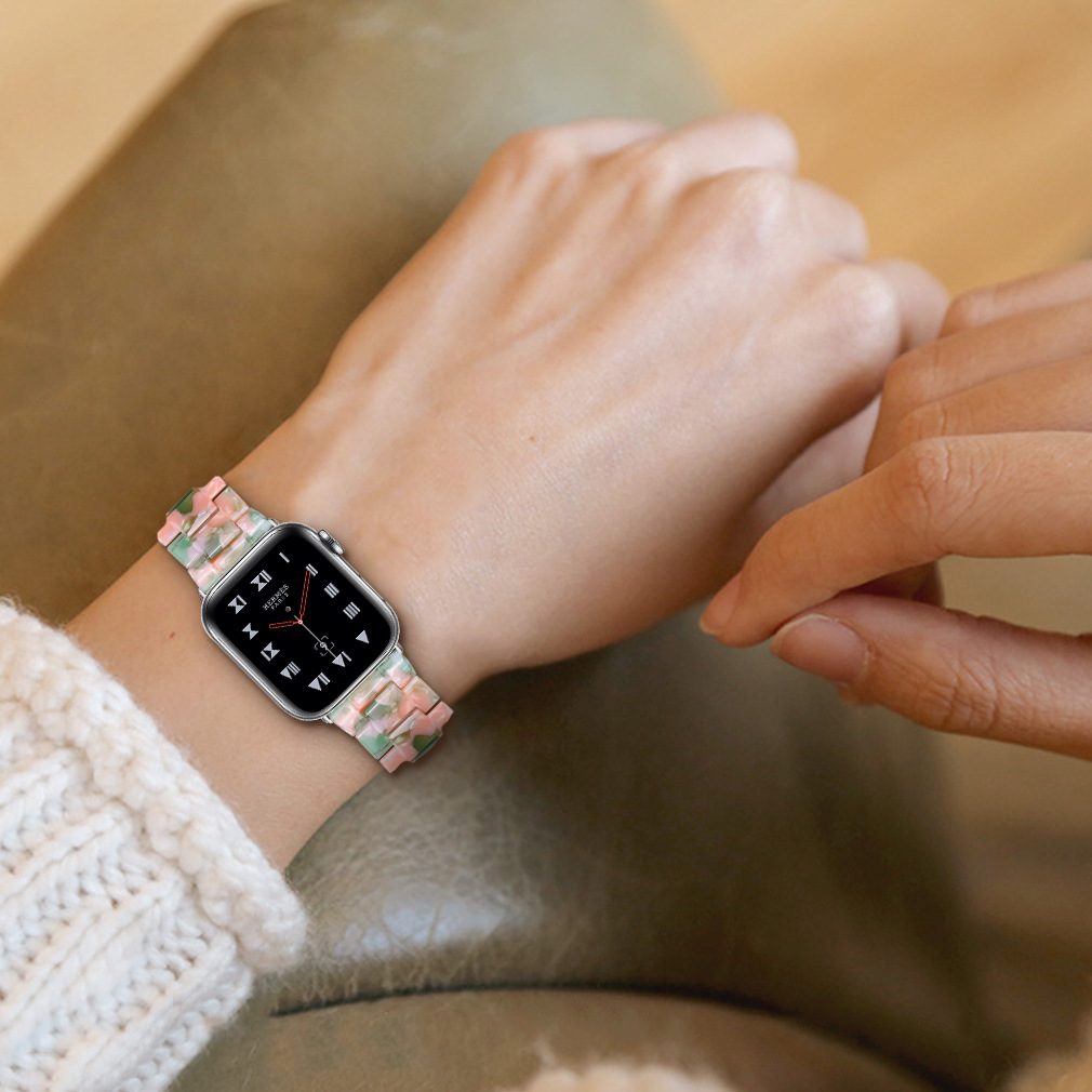 38g Weight Apple watch watchband Classification Resin Material Multicolor, Solid Color, Leopard Pattern Casual, Retro Style Casual Retro Multicolor Solid Color Leopard Apple Watch Watchband 11