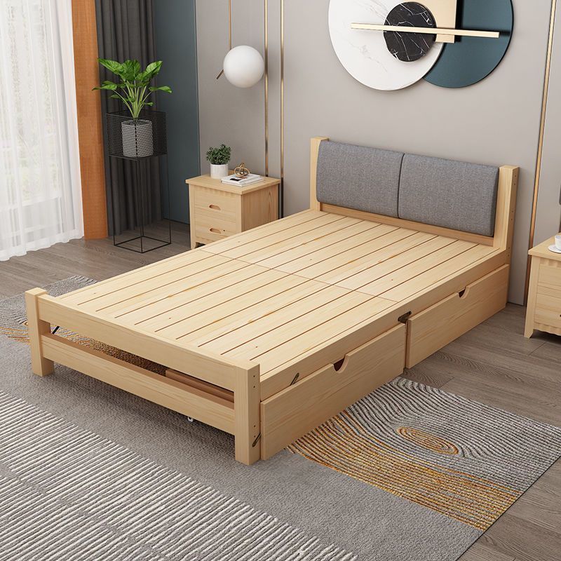 Cama de madera sólida de 1,2 m moderna simple de 1,5 m cama individual cama doble económica de 0,8 m cama plegable con respaldo suave