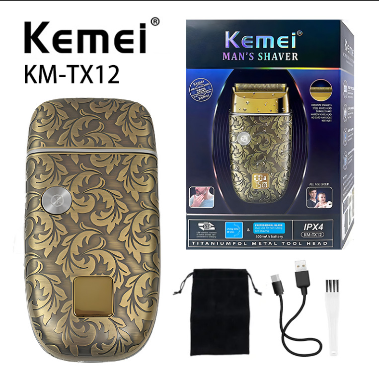 KEMEI electric shaver KM-TX12 metal carved body reciprocating shaving head shaving US