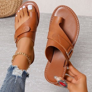 European and American 2023 Export Summer New Large Size Women's Shoes Set Toe Fashion Flat Heel Casual Women's Sandals Export